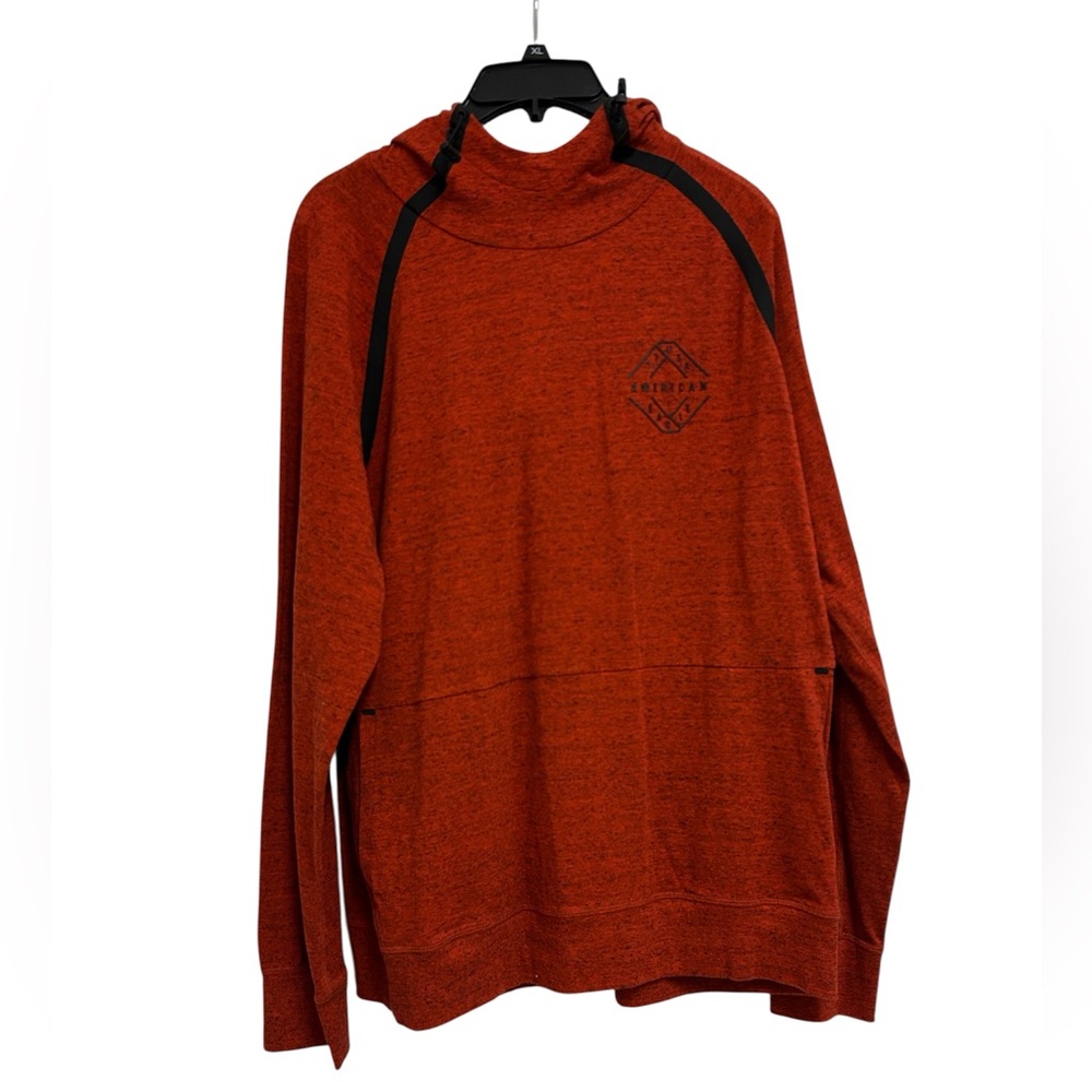 American Eagle Red Hoodie with Black Accents.